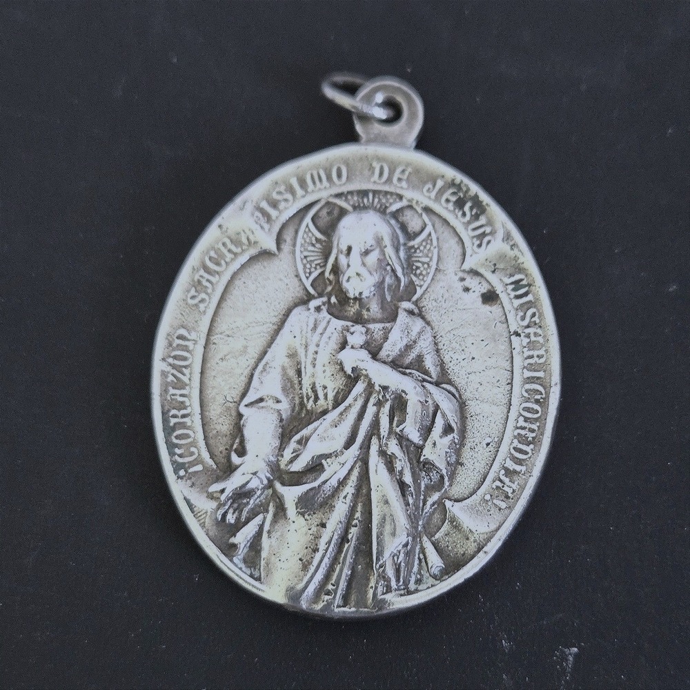 Vintage Sacred Heart of Jesus & Our Lady of Guadalupe Religious Medal Pendant